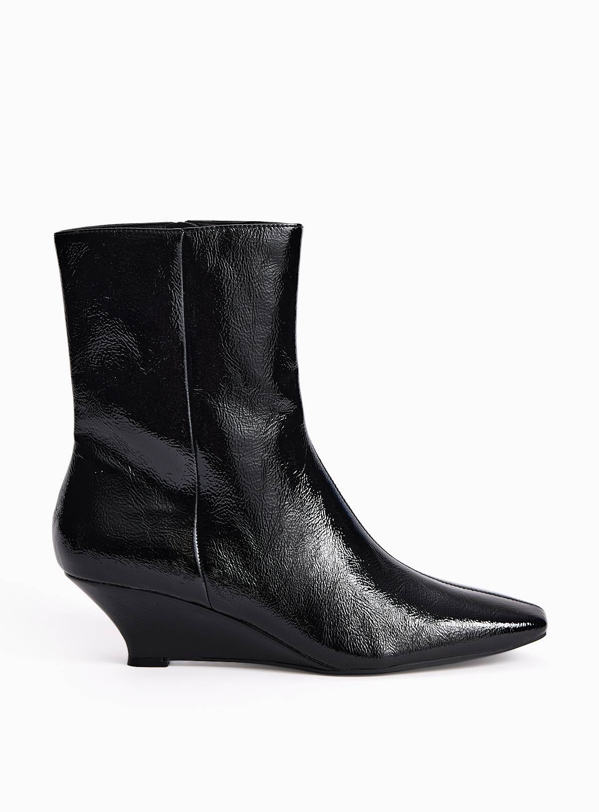 Dark Red Wedge Ankle Crinkle Boots 4 - Image 1